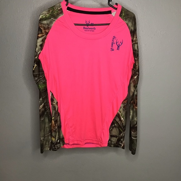Huntworth Pink & Camo Hunting Athletic Shirt - Picture 3 of 8